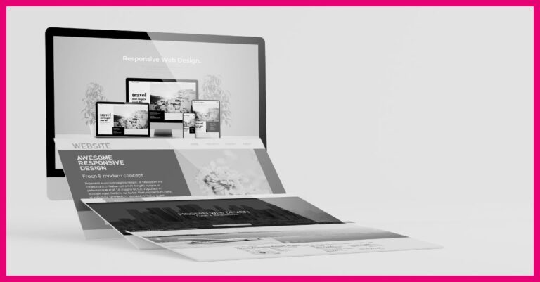 A computer monitor featuring screenshots of a website
